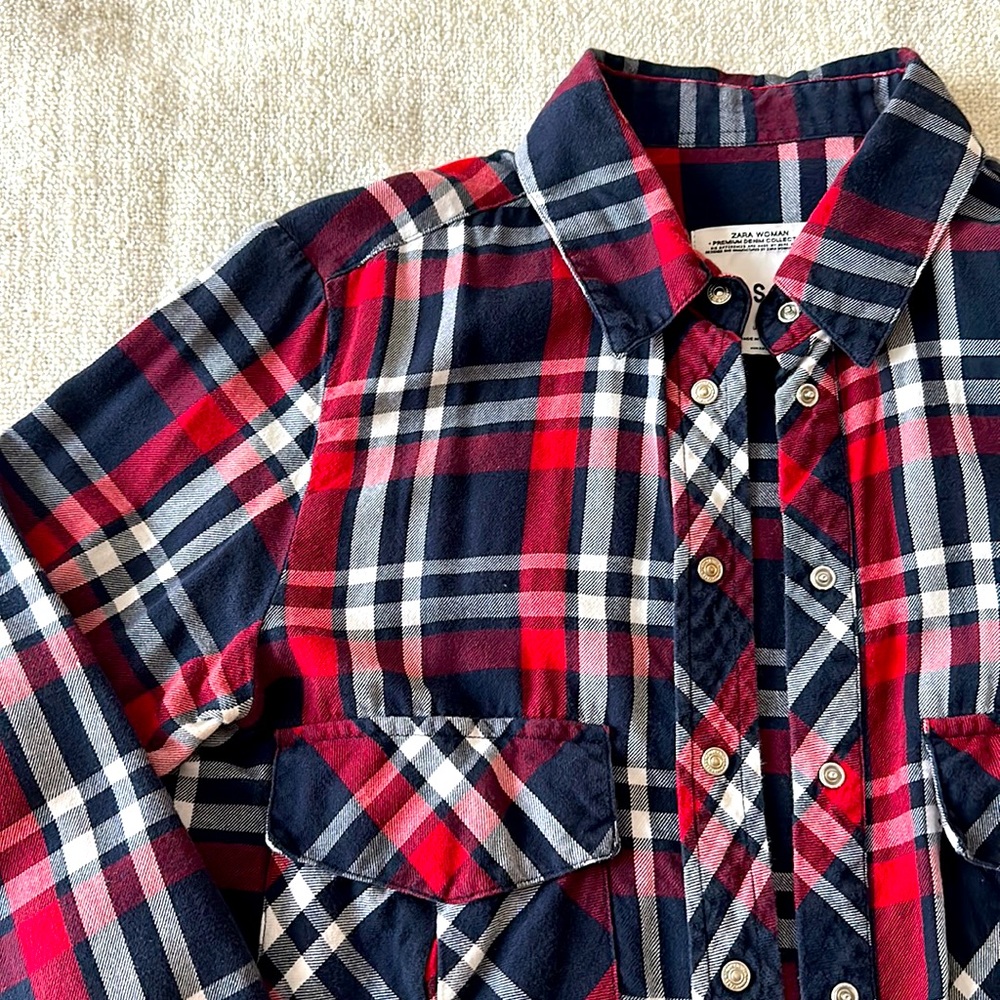 Woman plaid shirt